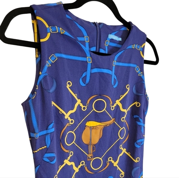 J. McLaughlin Catalina Cloth Horse Bit Equestrian Saddle Western Con Swing Dress - Picture 5 of 11